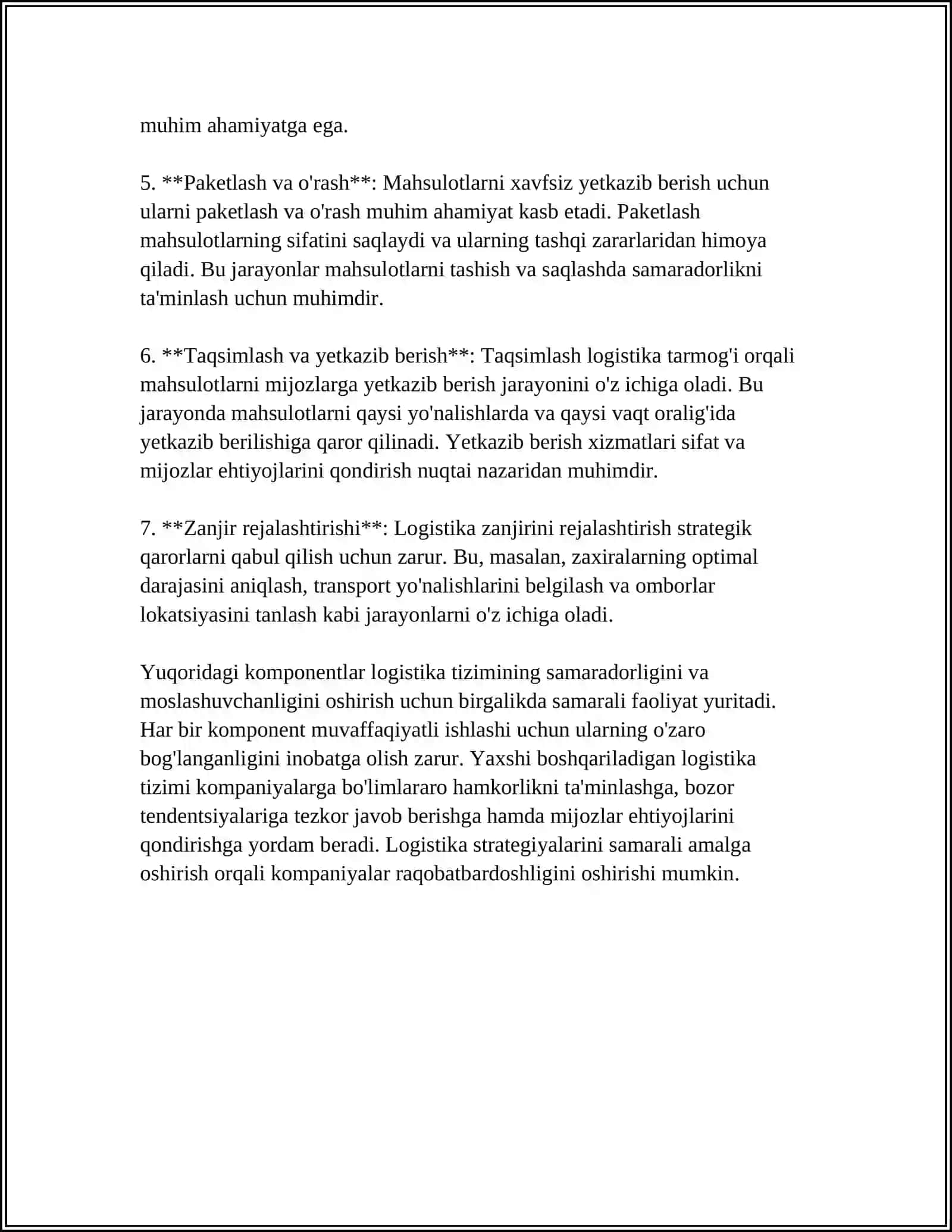 LOGISTIKA TIZIMINING HUSUSIYATLARINI ANIQLASH 4