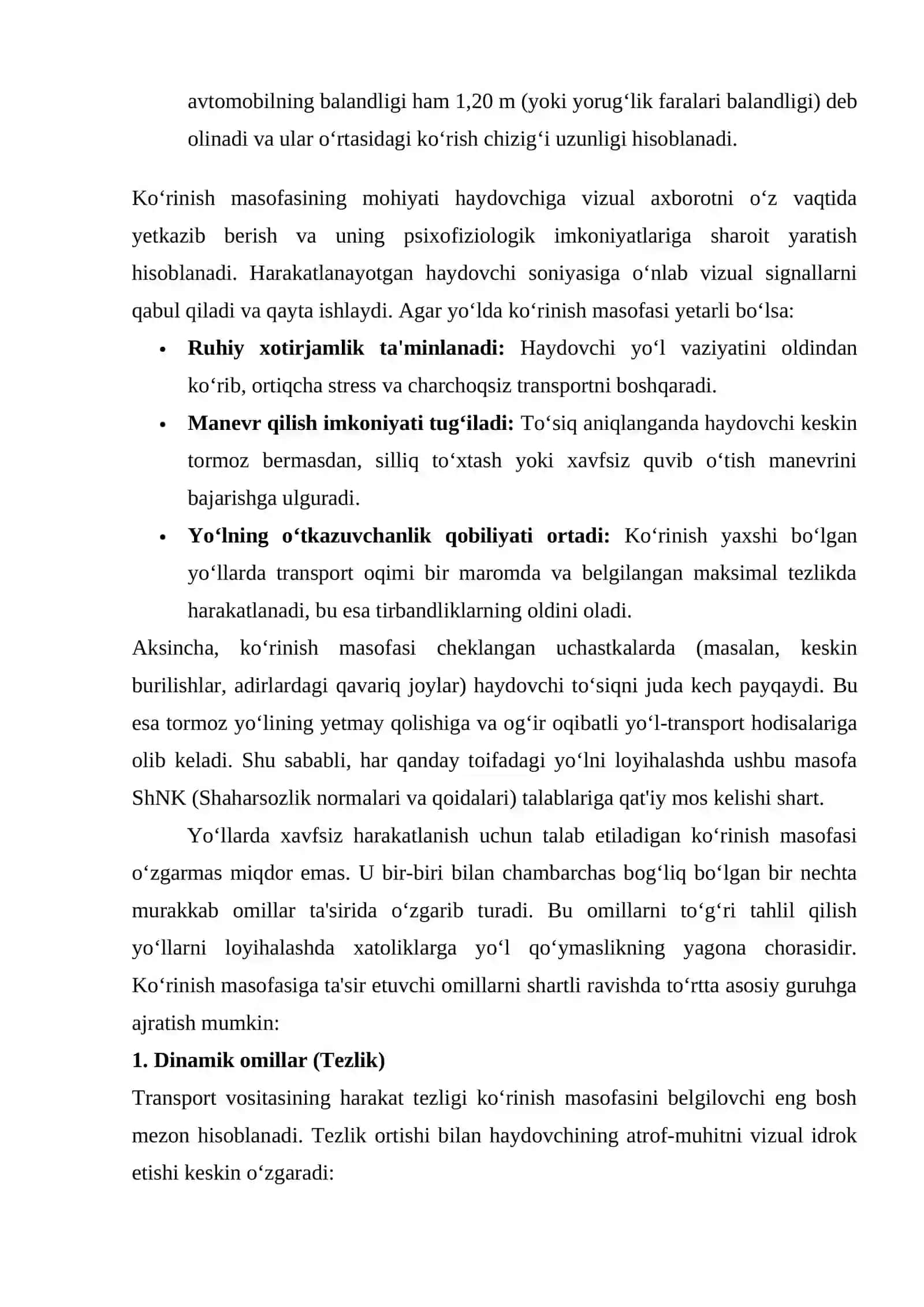 Yo‘llarda ko‘rinish masofasini aniqlash 4