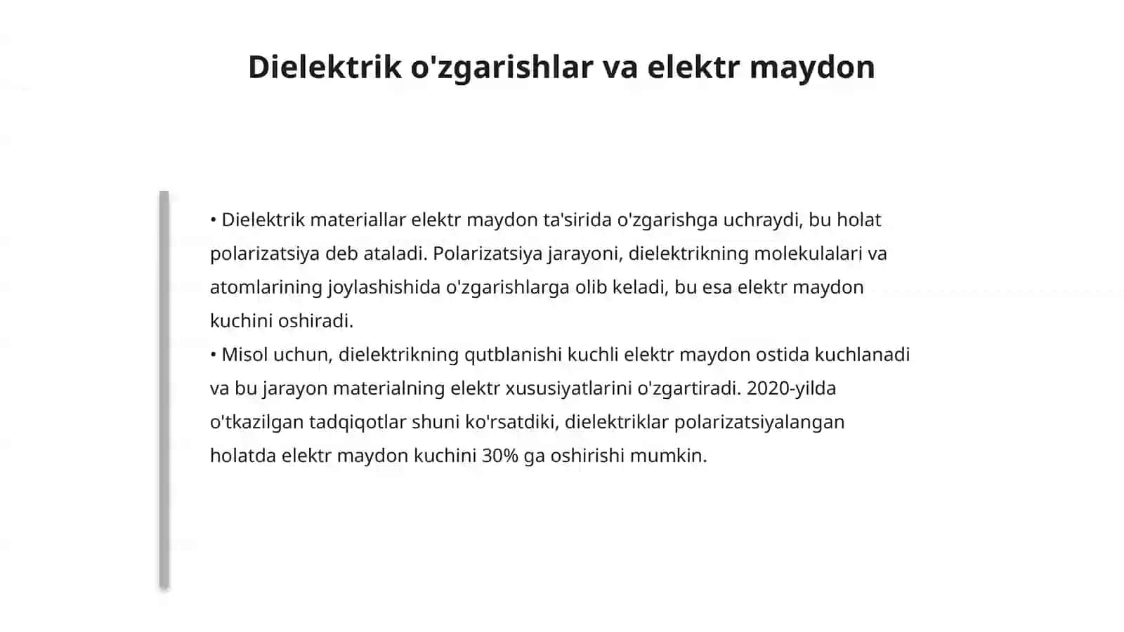 Elektr maydonida dielektriklarning xususiyatlari 4