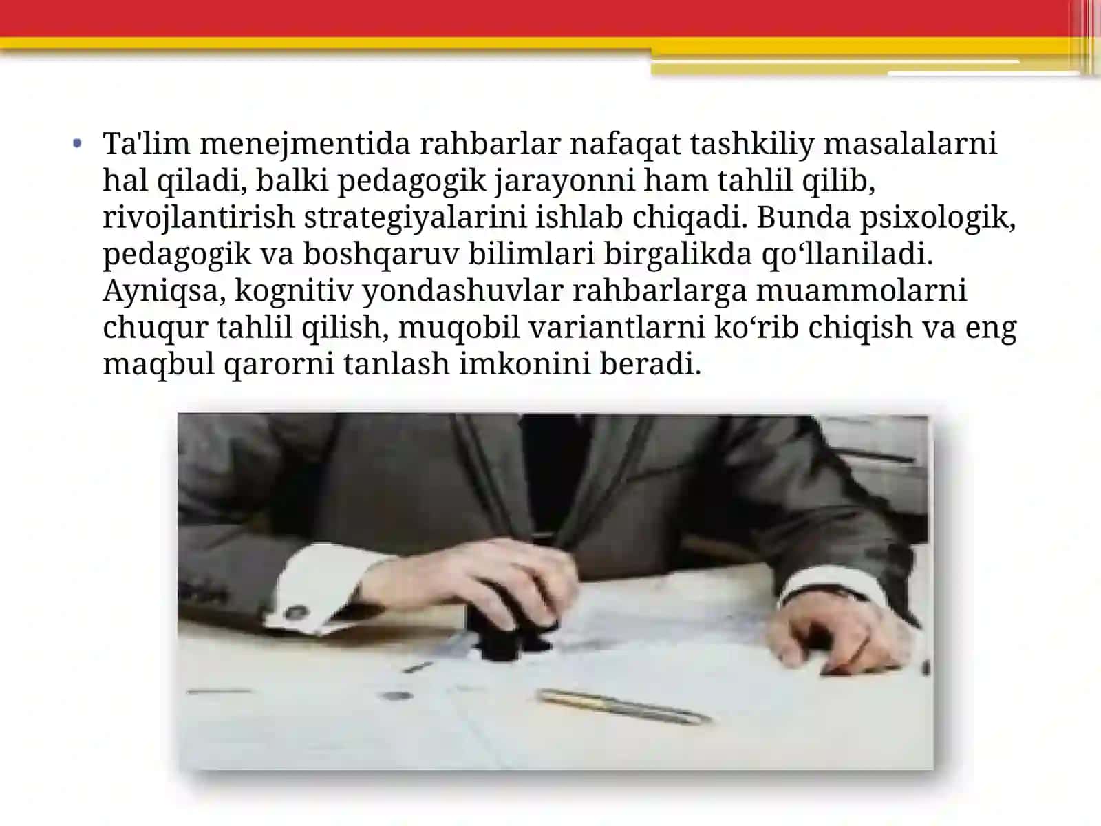 Ta'lim menejmenti va qaror qabul qilishda kognitiv yondashuvlar 4