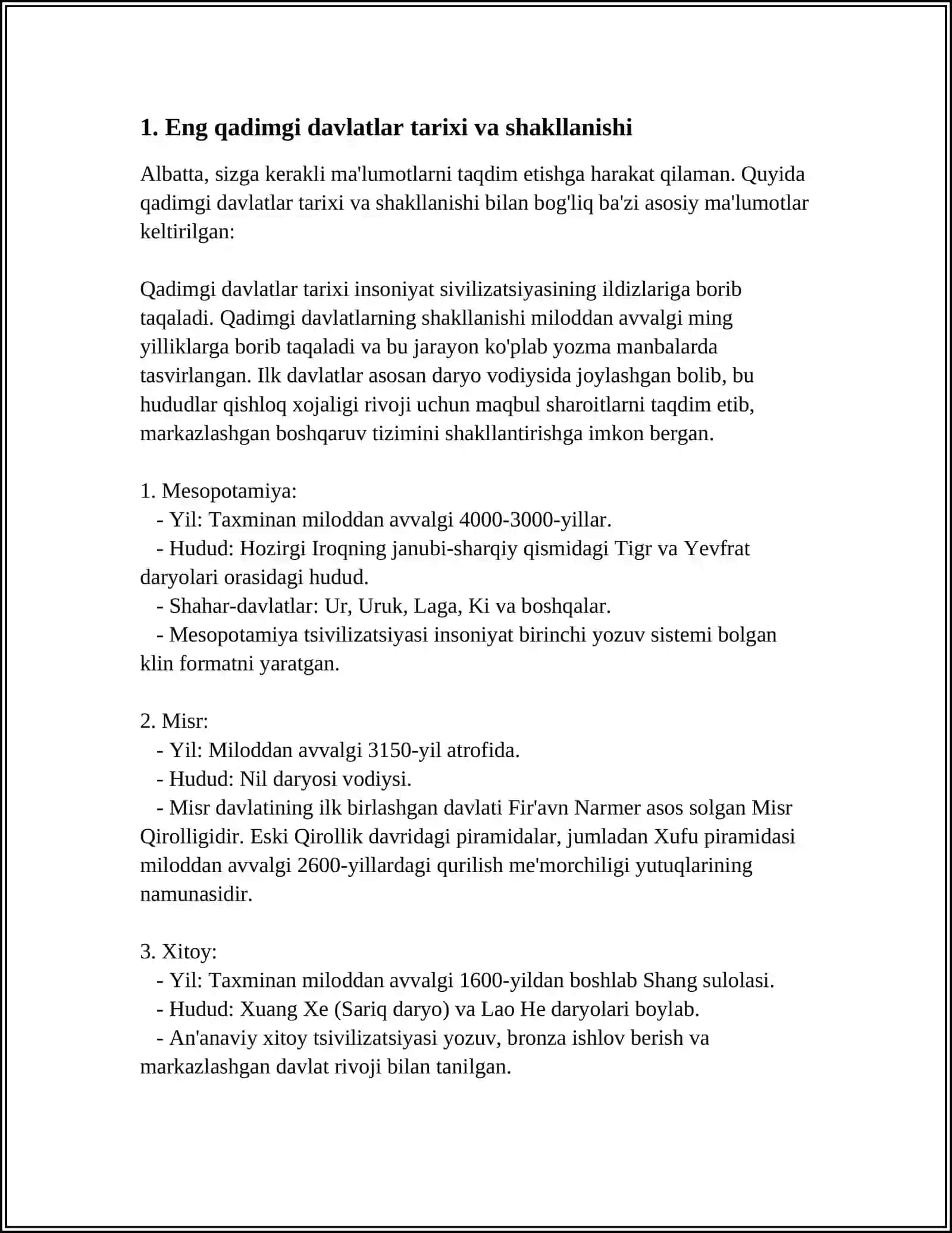 O‘ZBEK DAVLATCHILIGI TARIXI: YURTIMIZDAGI ENG QADIMGI DAVLATLAR 4