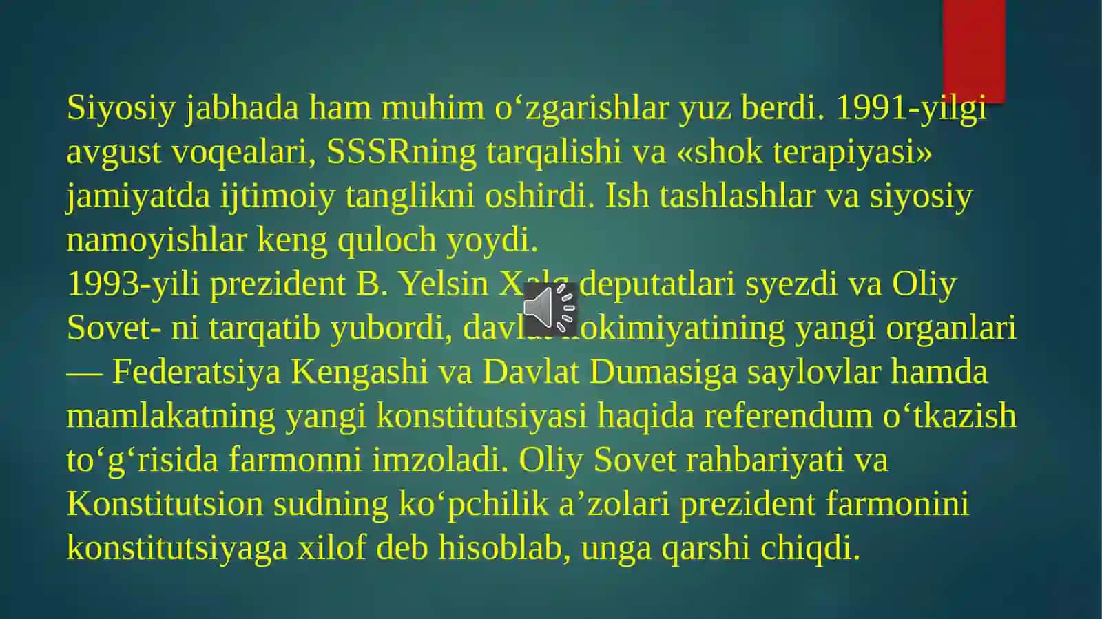 MAVZU. 1991 -2017-YILLARDA ROSSIYA FEDERATSIYASI 4