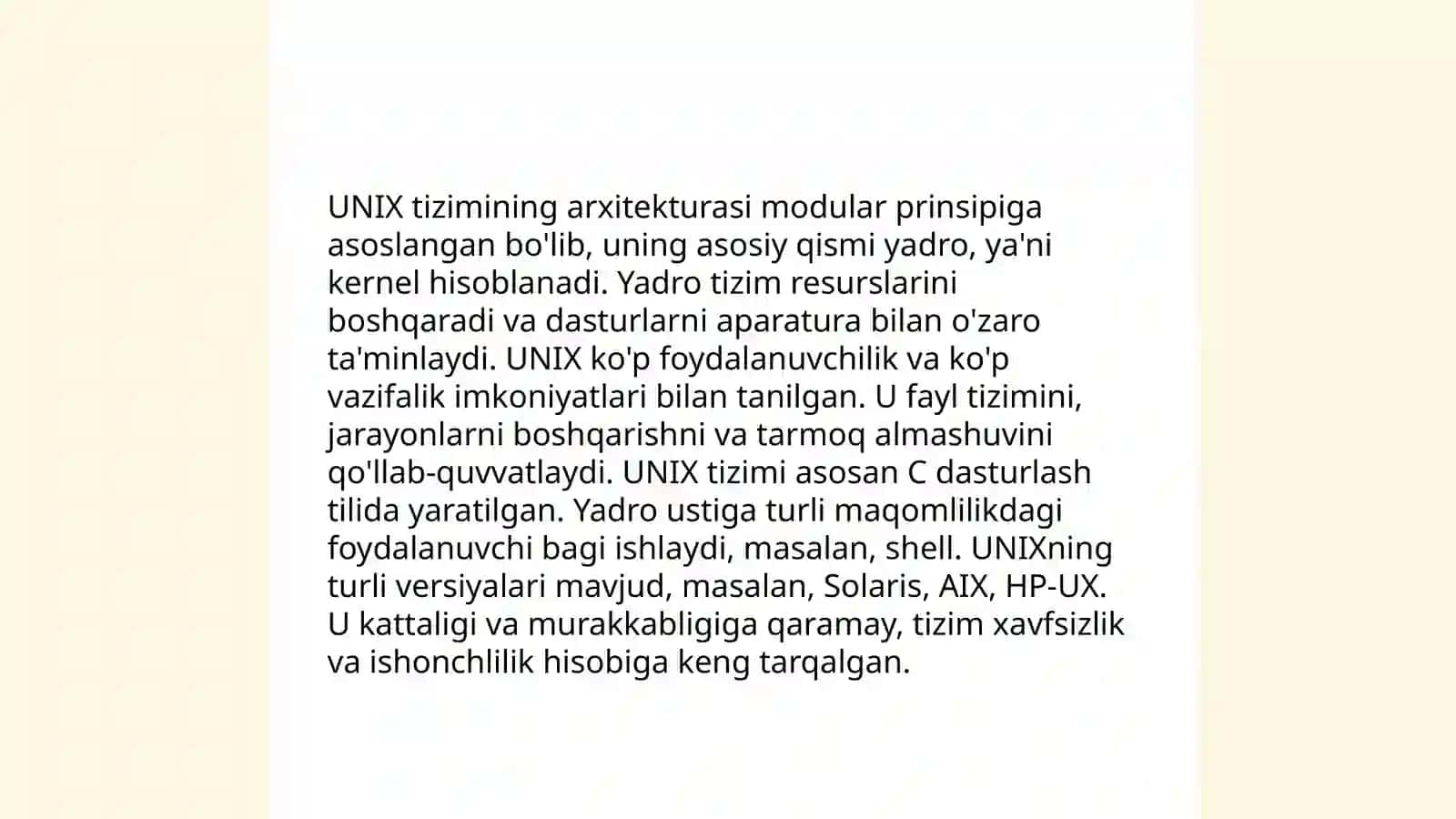 UNIX operatsion tizimlarining rivojlanishi va ishlash prinsipi 4
