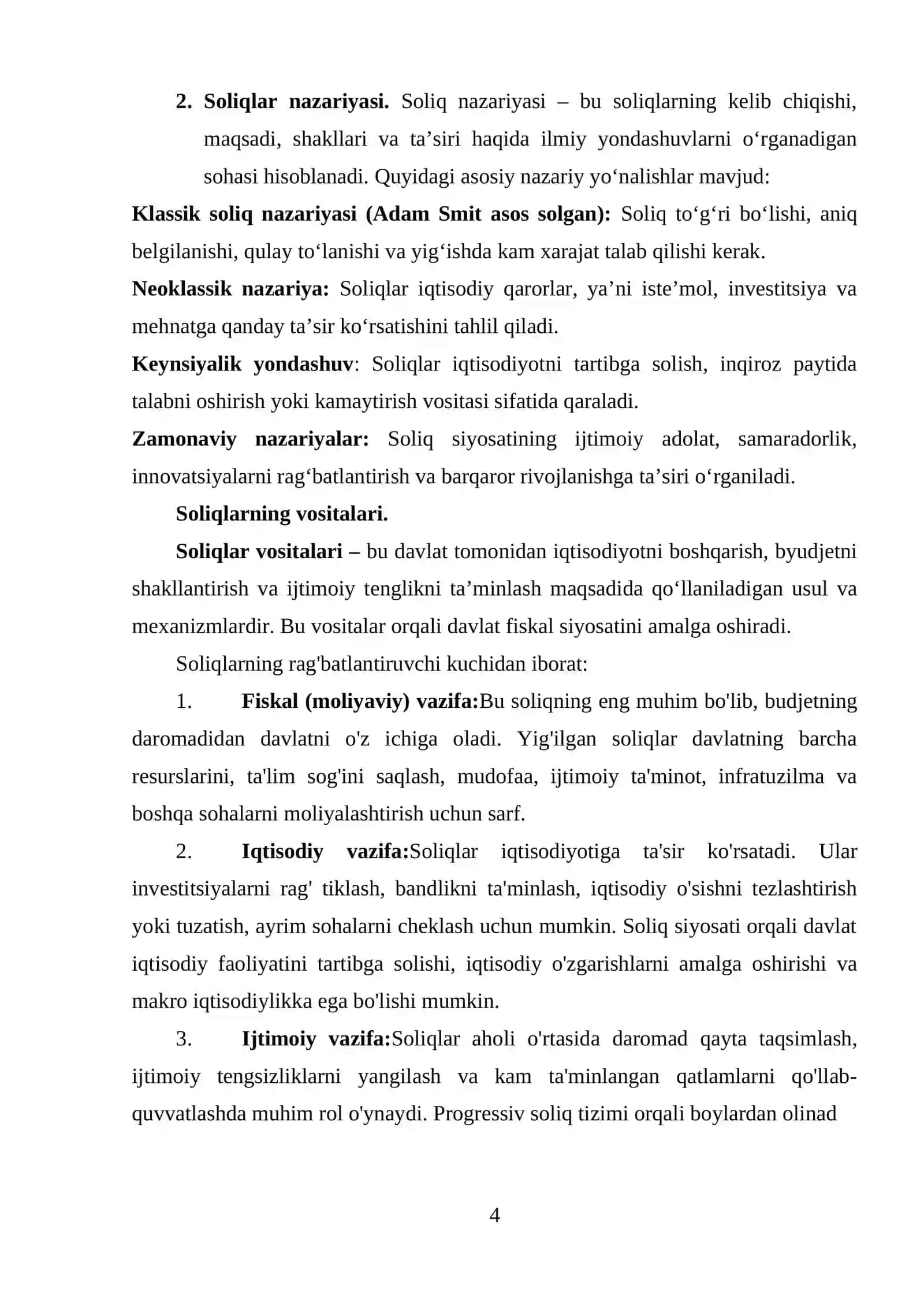 Soliqlar, ularning vazifalari va turlari 4