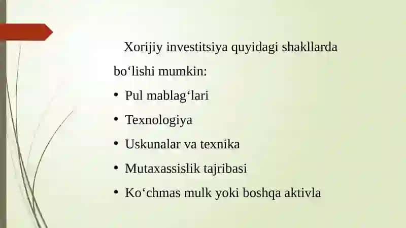 Xorijiy investitsiyalar 4