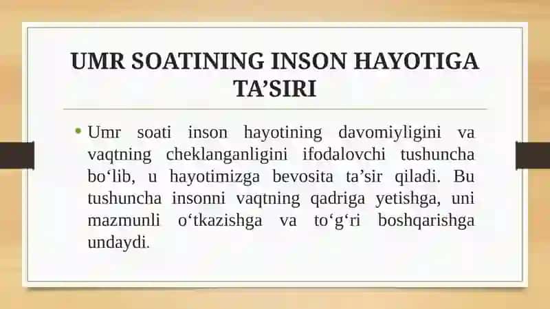 Umr soati tushunchasining ma'nosi va mohiyati 4