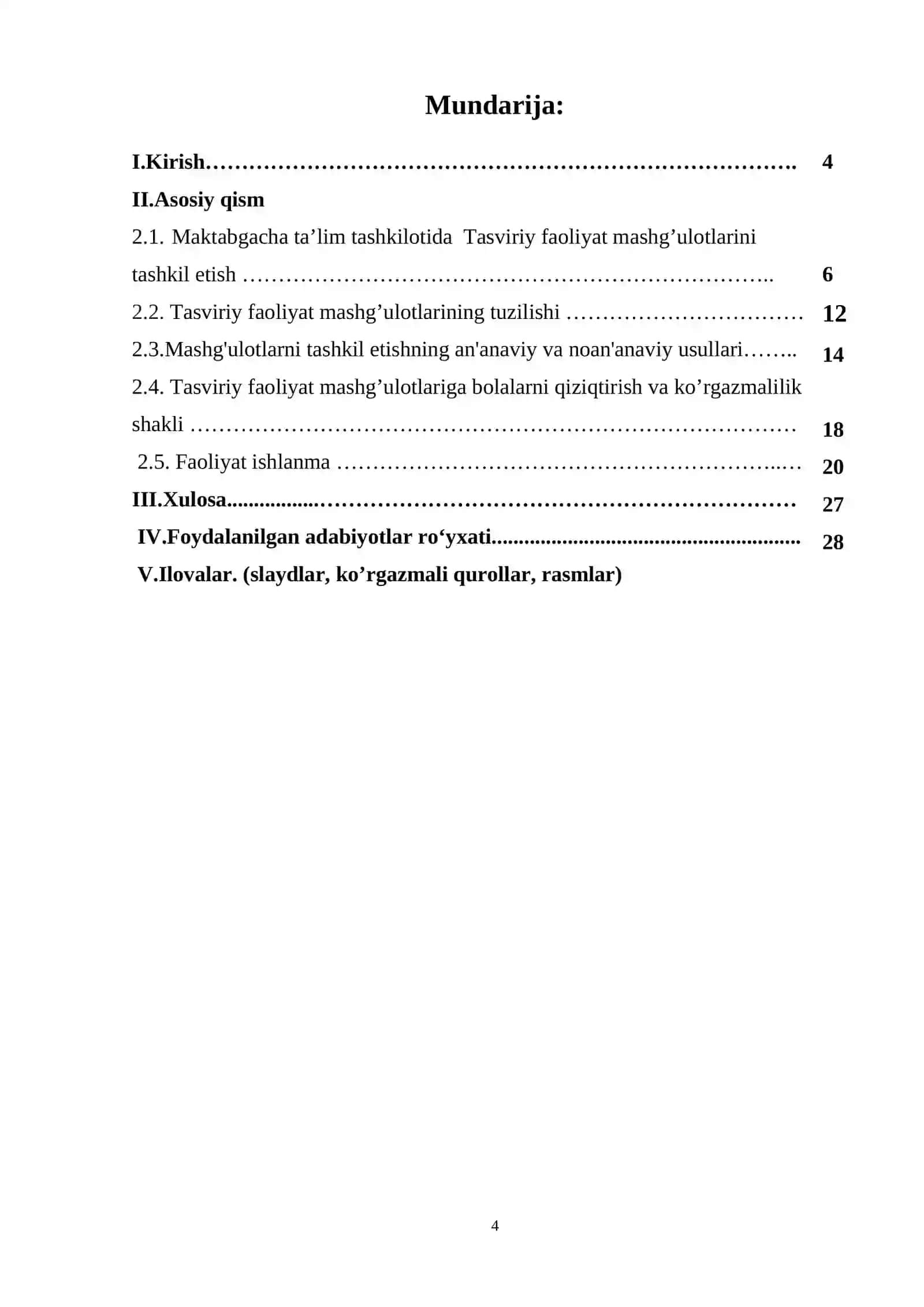 Maktabgacha ta’lim tashkiloti tarbiyachilari malaka oshirish kursi 4