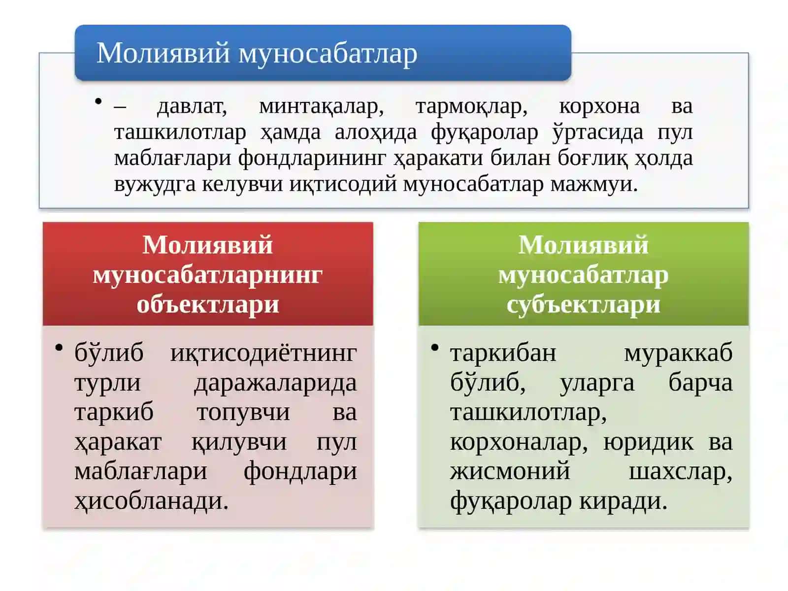 МОЛИЯ ТИЗИМИ ВА МОЛИЯВИЙ СИЁСАТ 4