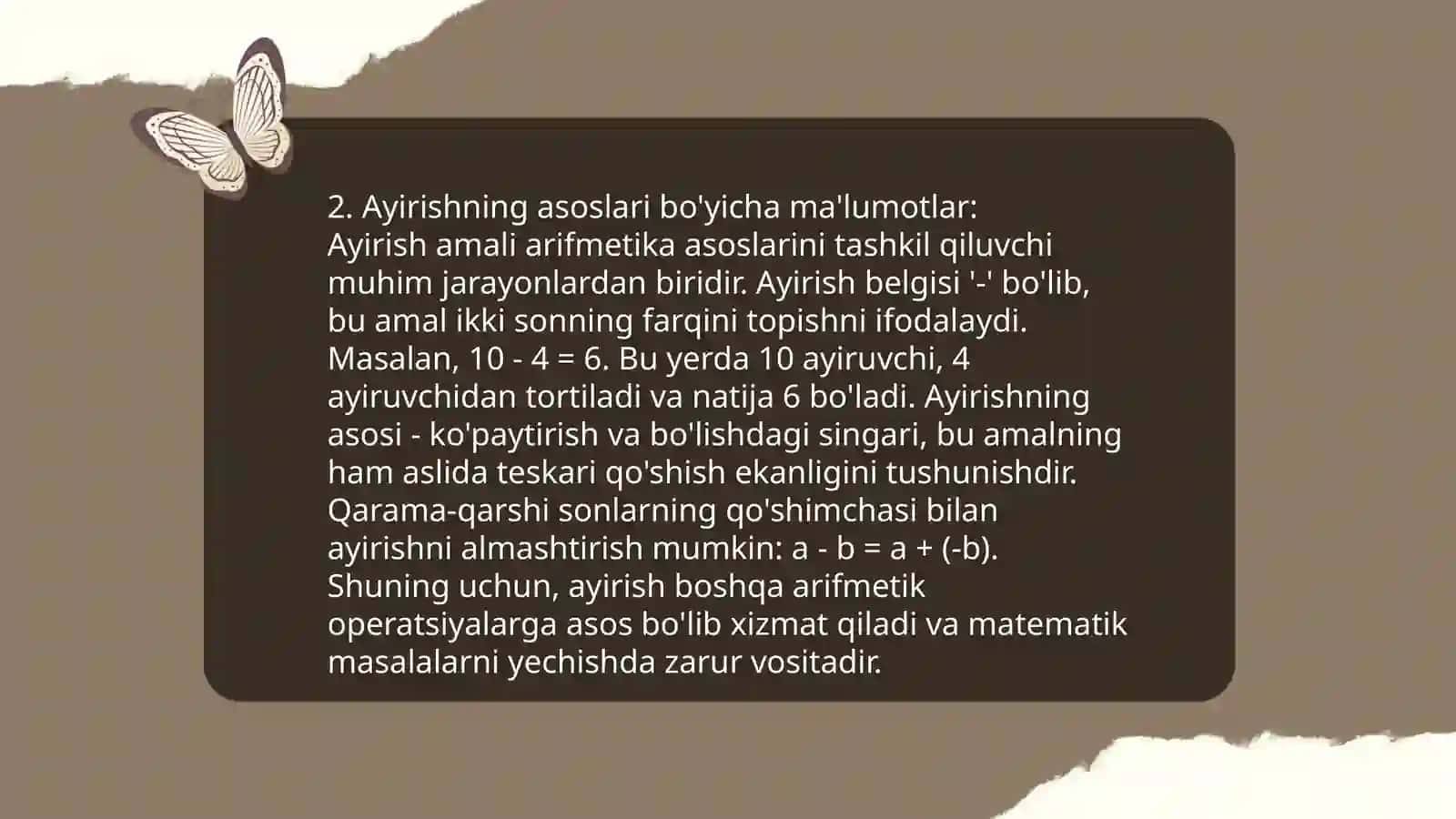 Qo'shish va ayirishni boshlang'ich sinflarga o'rgatish 4