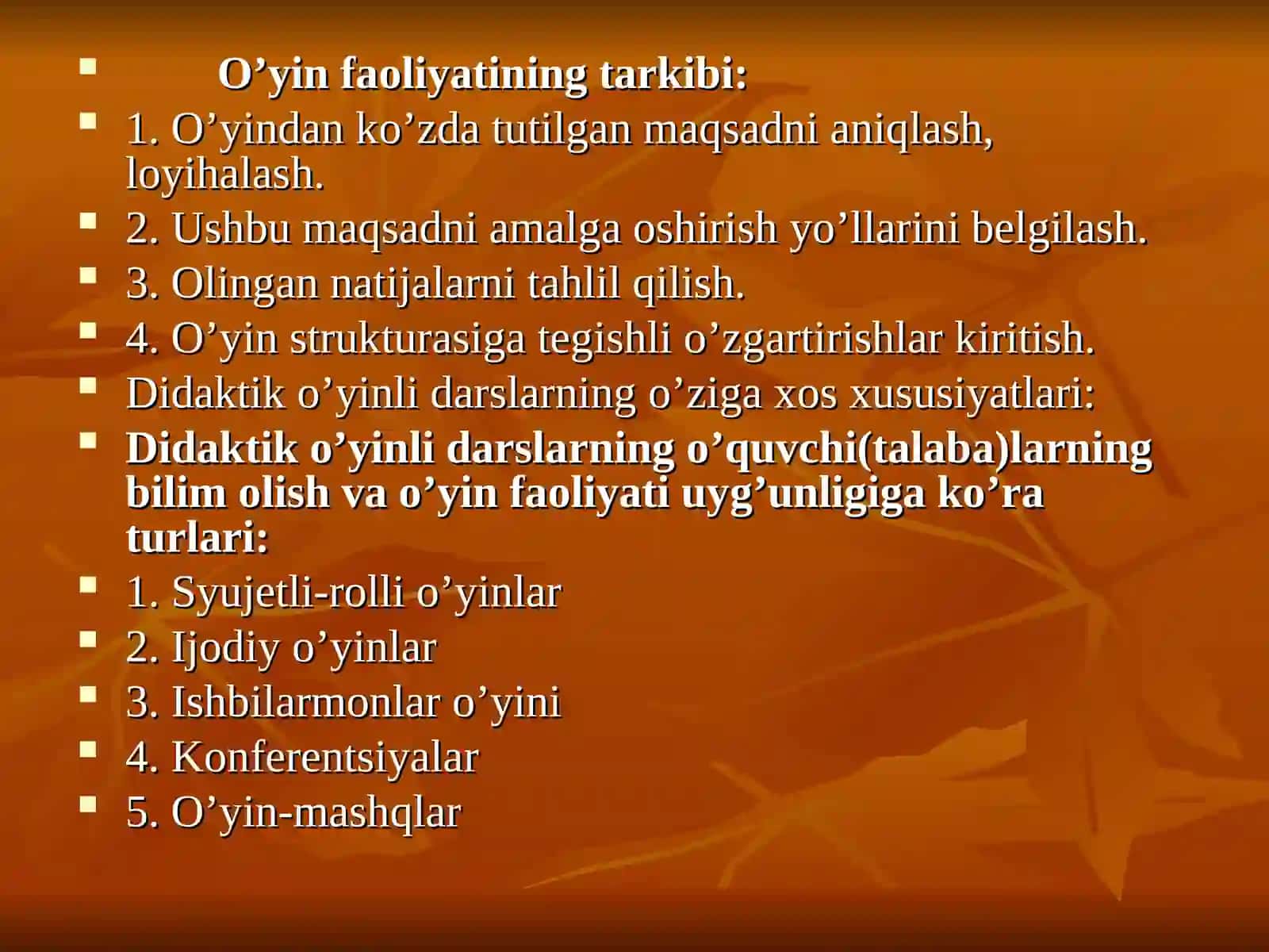 Didaktik o`yinli texnologiyalar 4