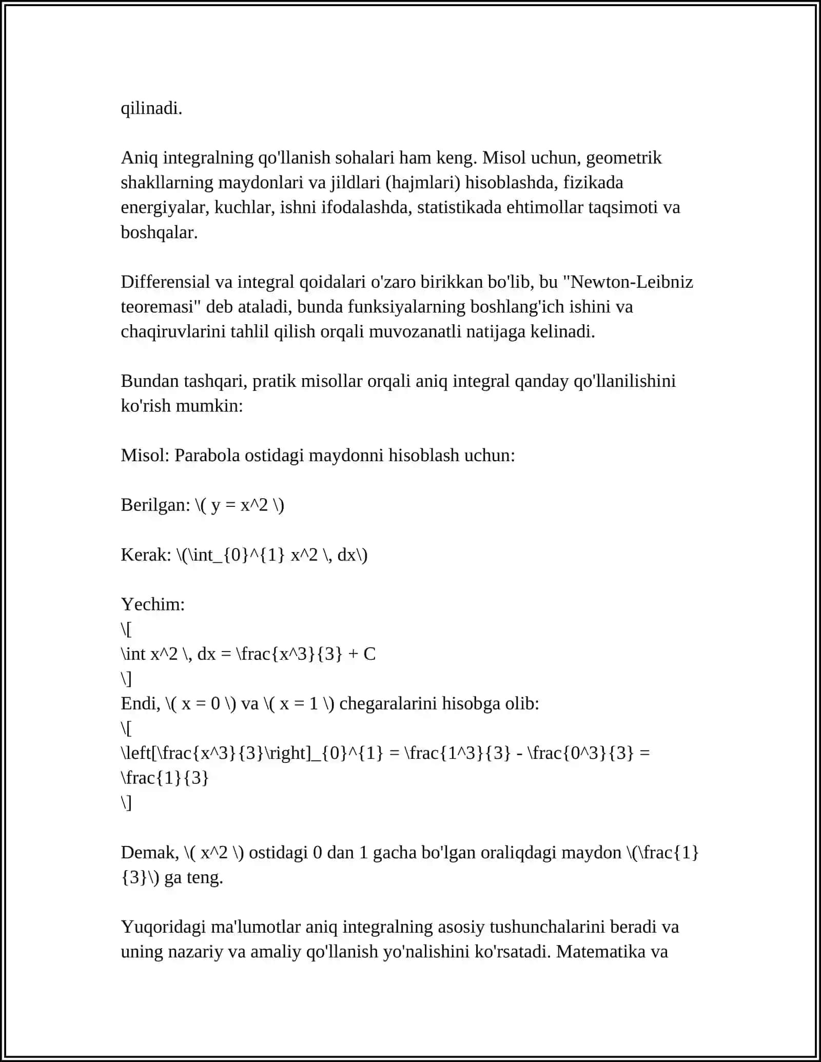 ANIQMAS INTEGRAL VA UNING TURLARI 4