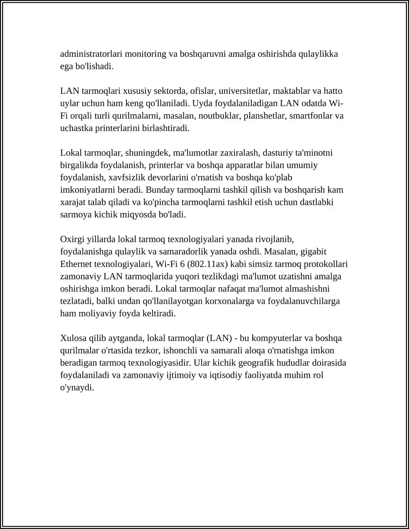 LOKAL TARMOQLAR (LAN) VA ULARNING QURILISH USULLARI 4