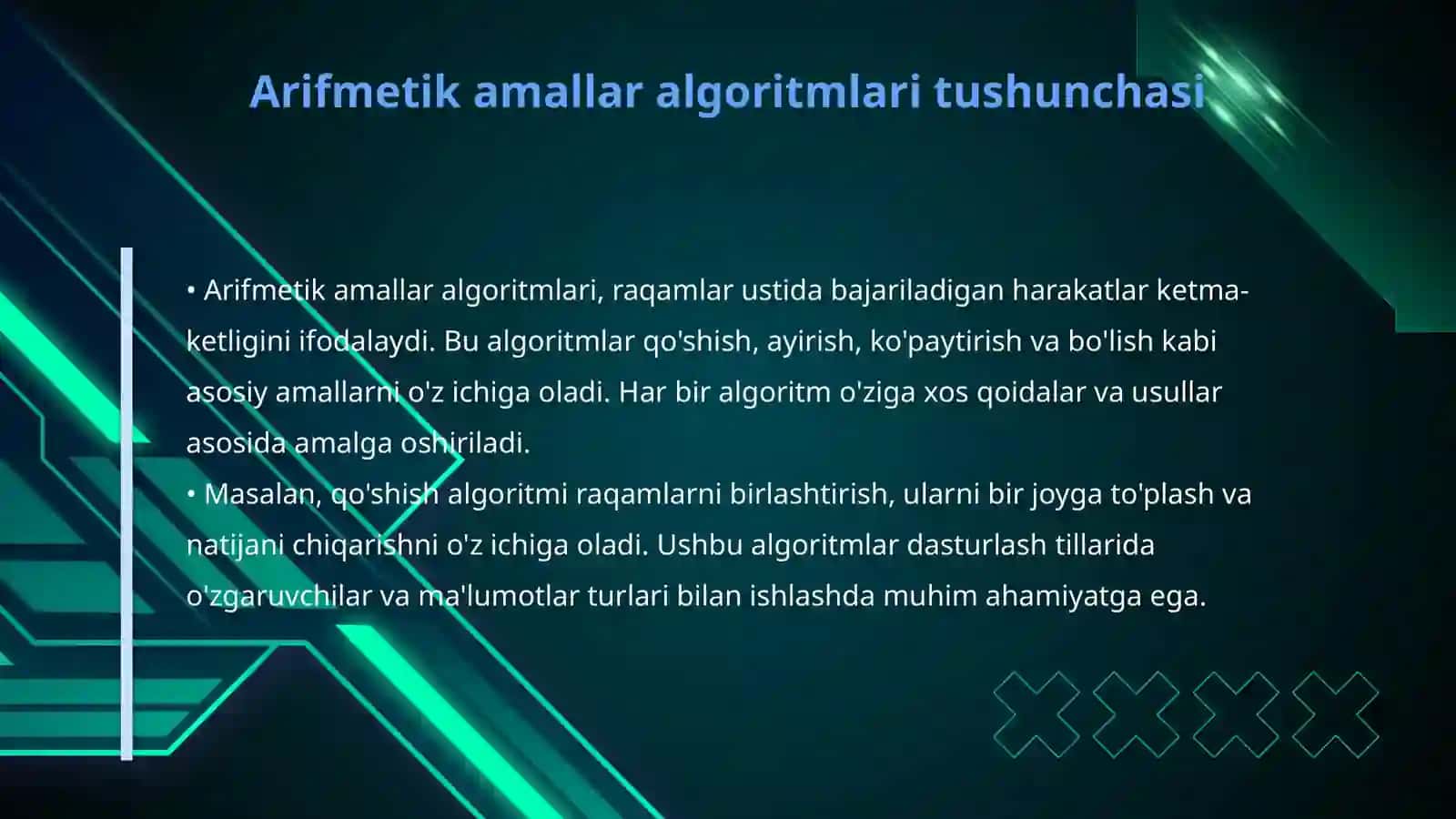 Oʻnli sanoq sistemasida arifmetik amallar algoritimi 4