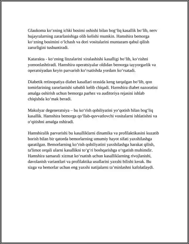 KO’Z KASALLIKLARIDA HAMSHIRALIK PARVARISHI 4