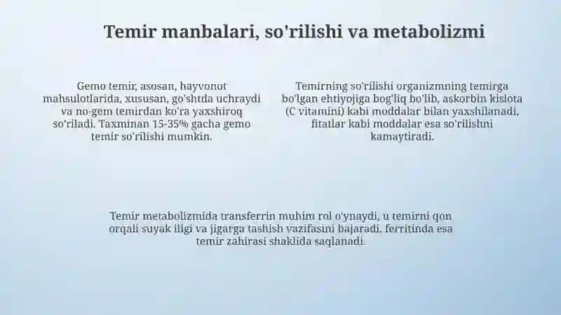 Temirning vazifalari va ahamiyati 4