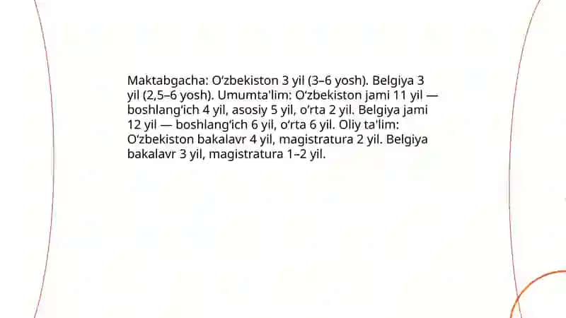 Òzbekiston Belgiya ta'lim tizimining qiyosiy tahlili 4