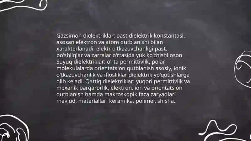 Dielektriklar klassifikatsiyasi 4