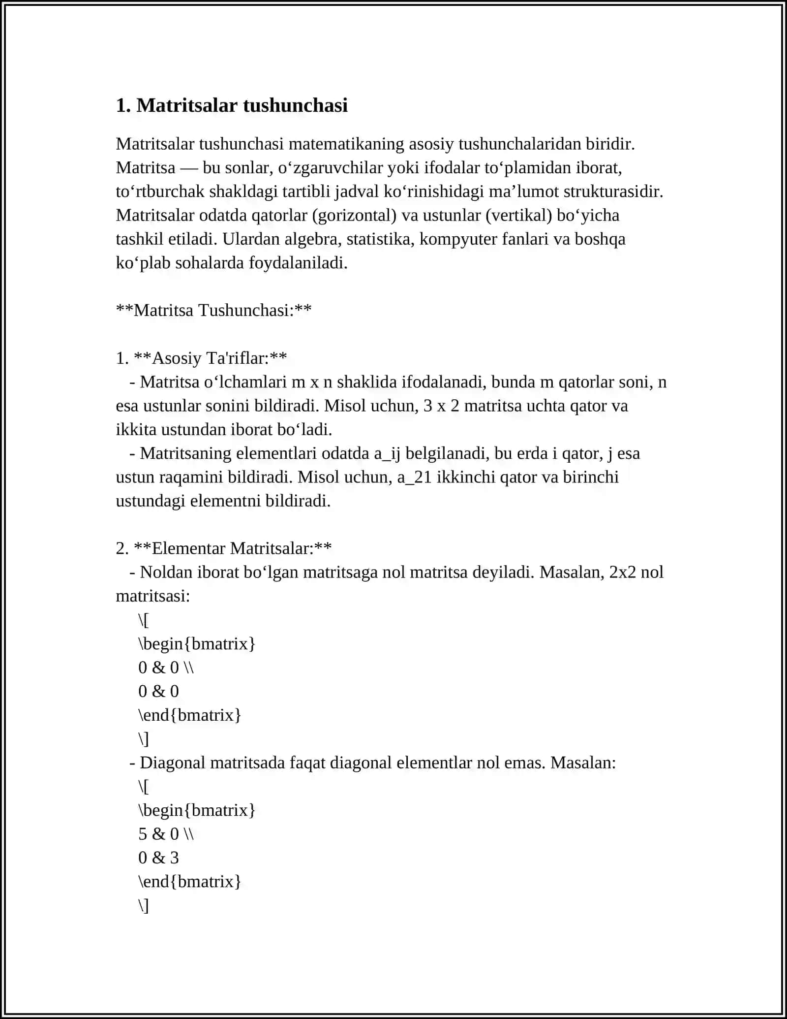 MATRITSA VA DETERMINANTLAR, CHIZIQLI TENGALAMALAR SISTEMASI 4