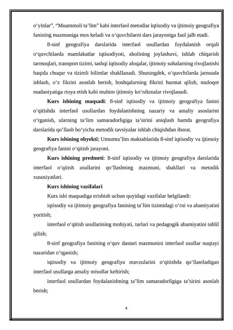 Geografiyani o‘qitish metodikasi 4