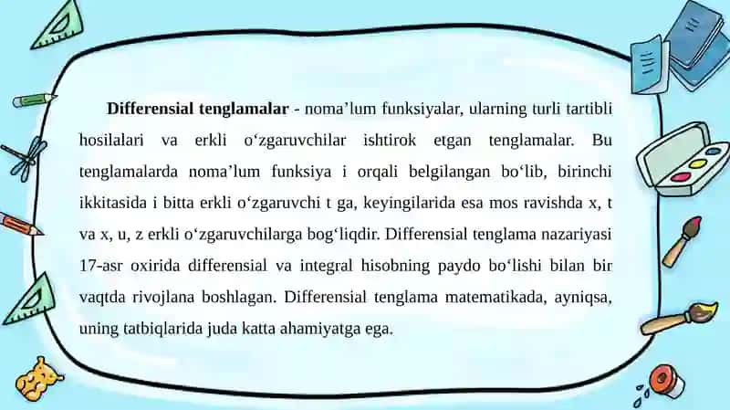 Differensial tenglamalar va ularning turlari 4
