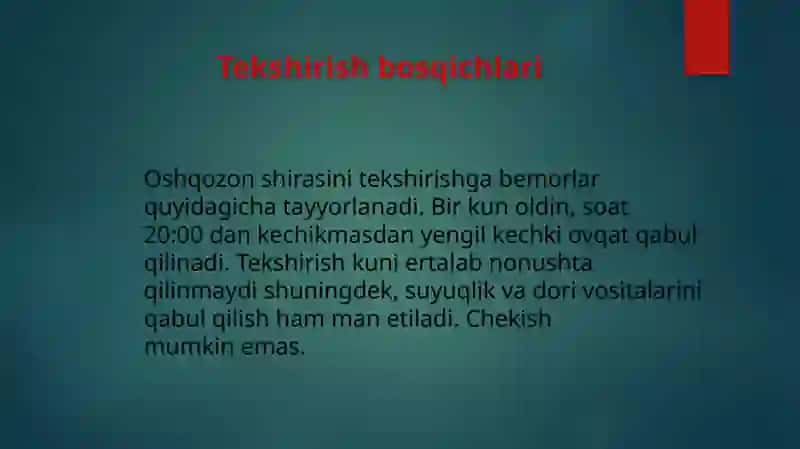 Oshqozon shirasini tekshirish 4
