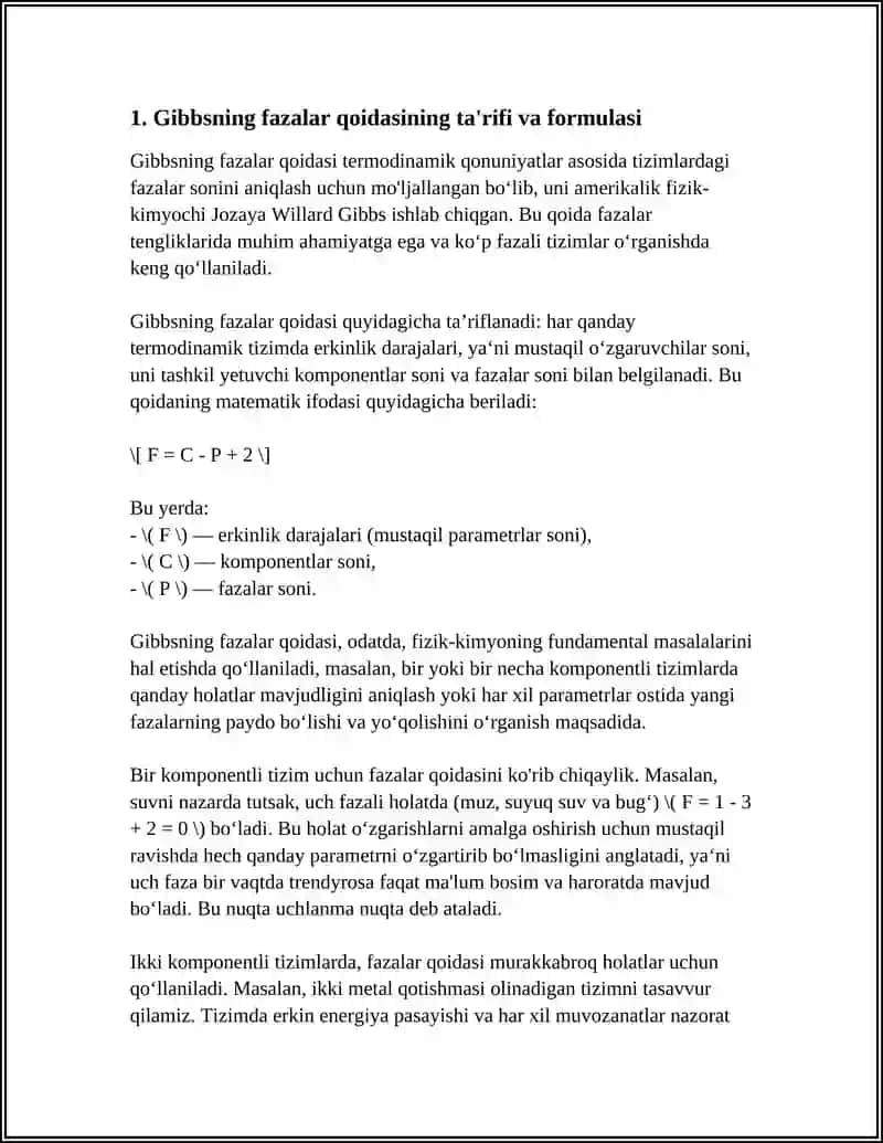 GIBBSNING FAZALAR QOIDASI 4