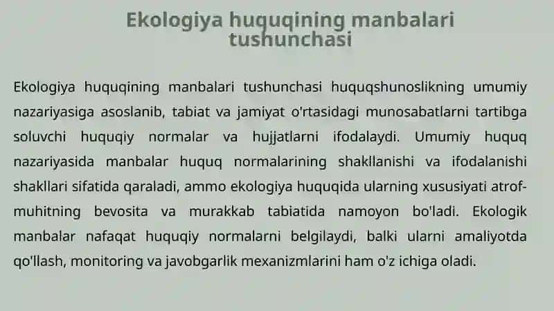 Ekologiyaxuquqiningmanbalarivaularningtavsifi 4