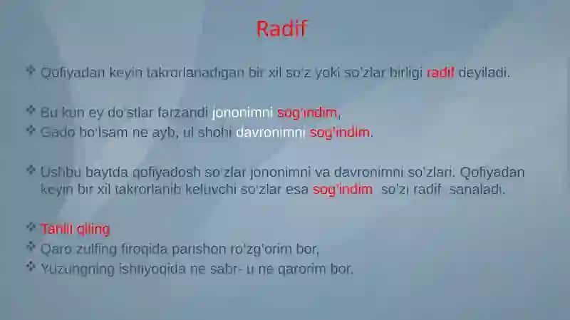 Qofiya, Radif va Raviy 4