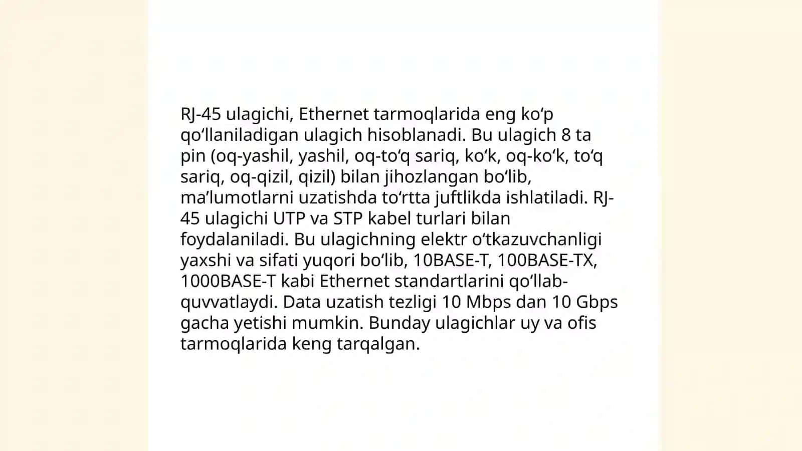 Juft tolali kabellar yordamida kompyuter tarmog'ini tashkillash 4