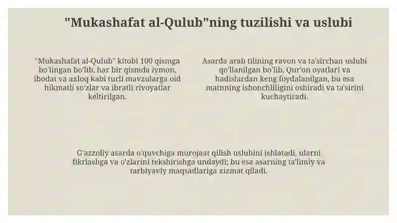 Abu homid gazzoliyning "mukoshafatul qulub" 4