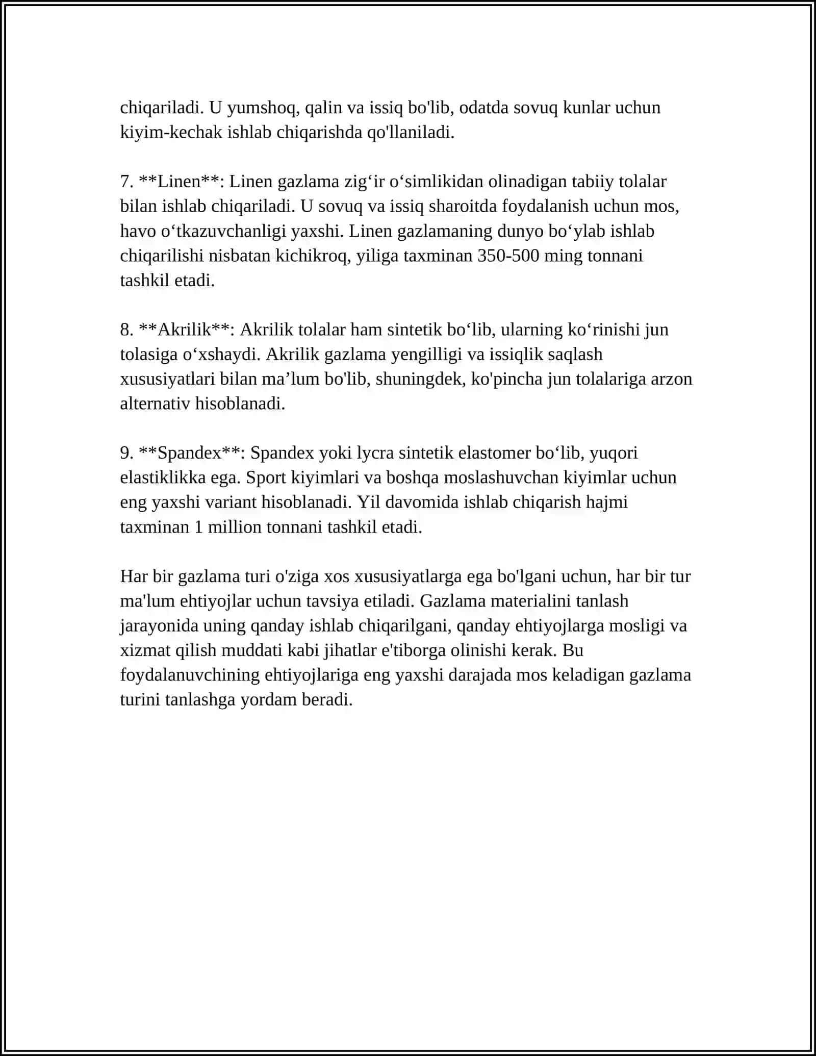 GAZLAMANING SIFATINI BELGILOVCHI STANDARTLAR 4