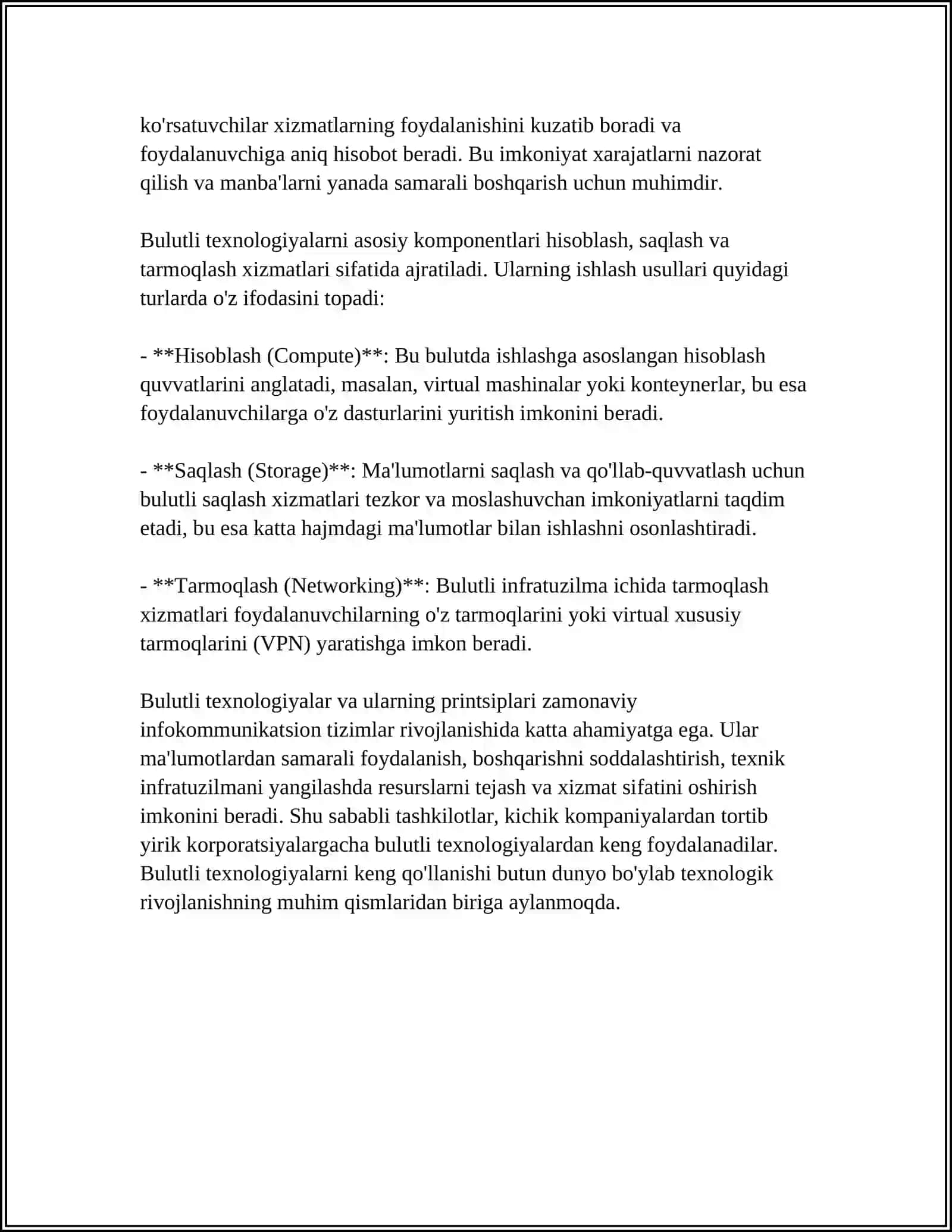 Bulutli texnologiyalar va ularning turlari 4