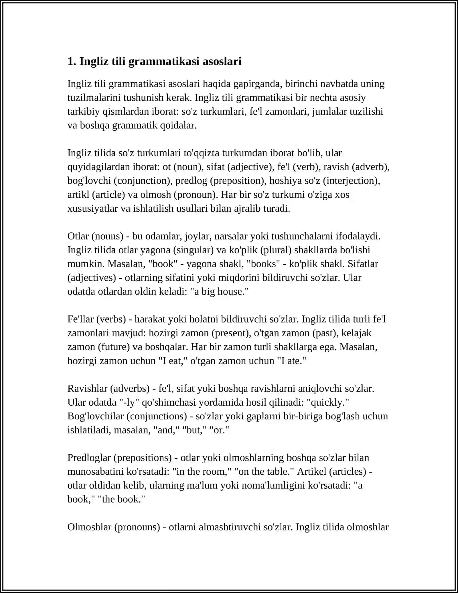 Ingliz tili grammatikasi asoslari 4