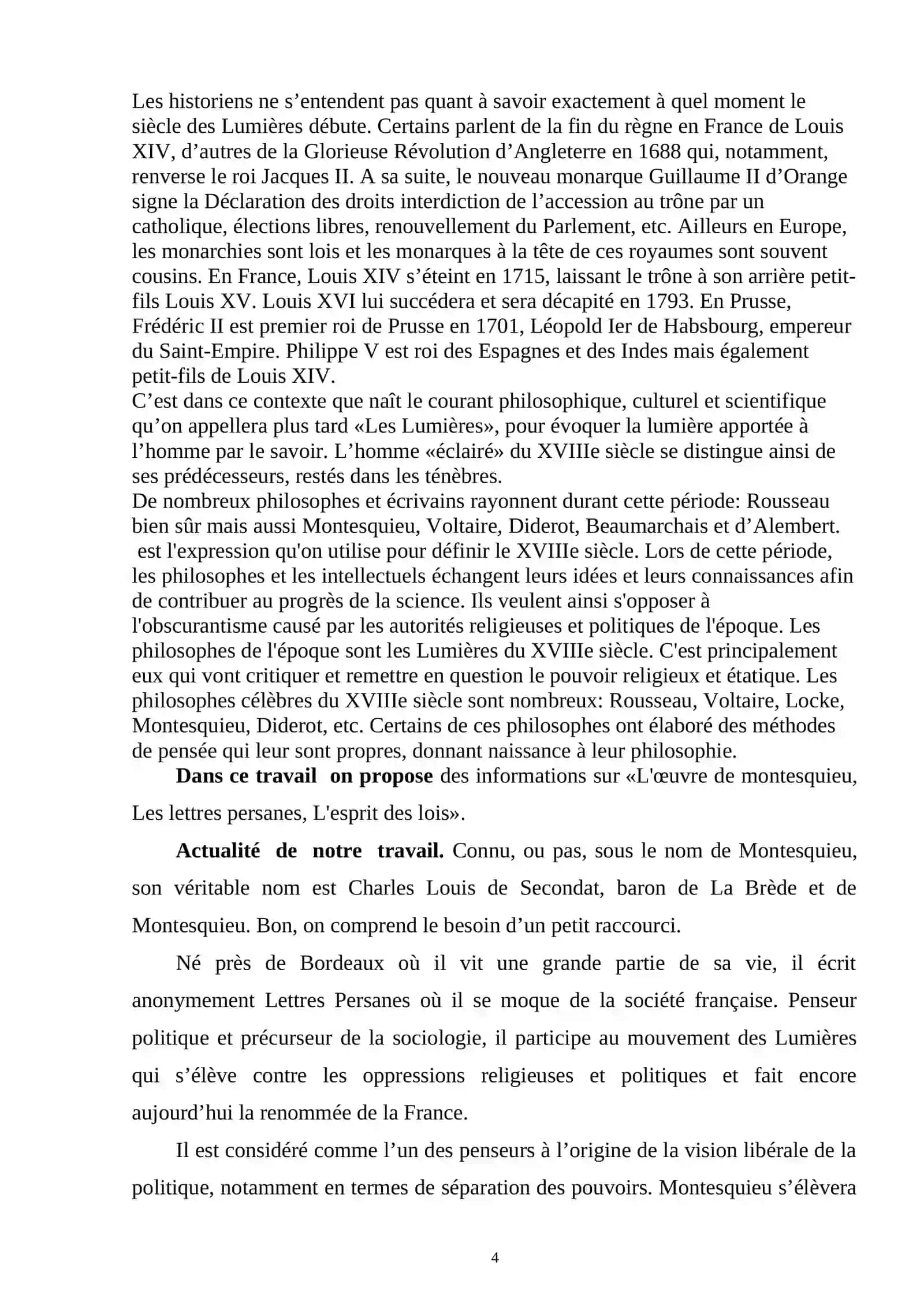 L’ŒUVRE DE MONTESQUIEU: LES LETTRES PERSANES, L’ESPRIT DES LOIS 4