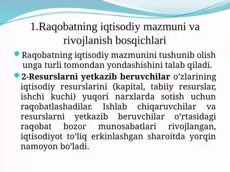 Iqtisod fani Raqobat mavzusi 4
