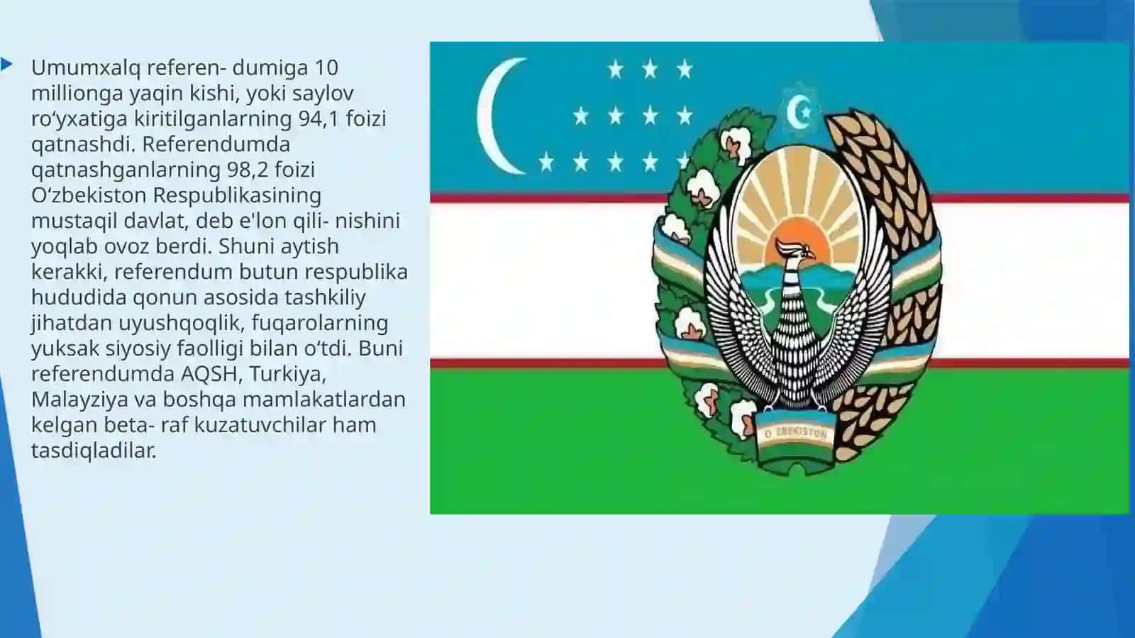 Mustaqil O’zbekiston davlatining tashkil topishi 4