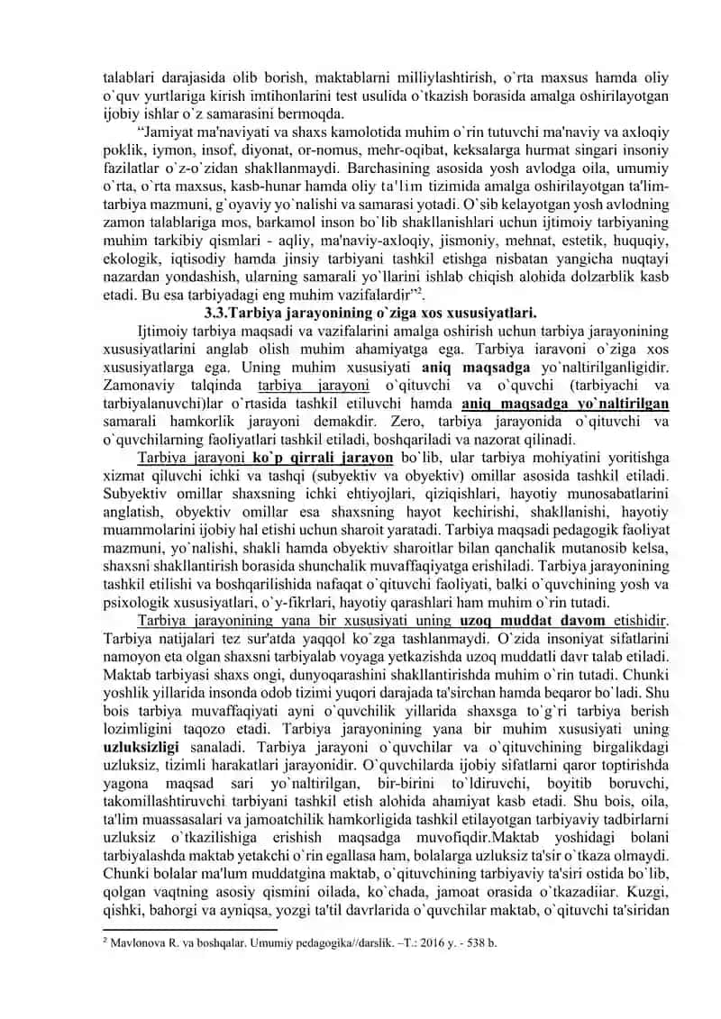 MA’RUZA: PEDAGOGIK JARAYONDA TARBIYA MAZMUNI 4
