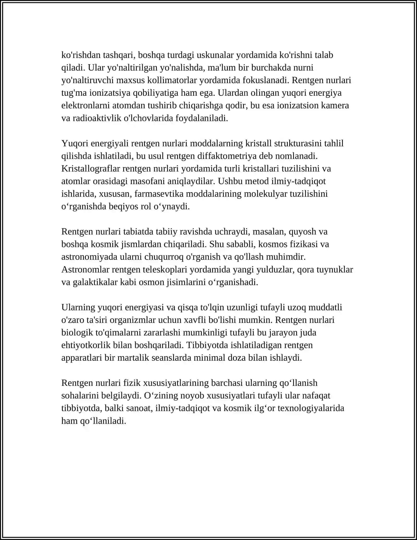 RENTGEN NURLARI VA ULARNING QO'LANILISHI 4
