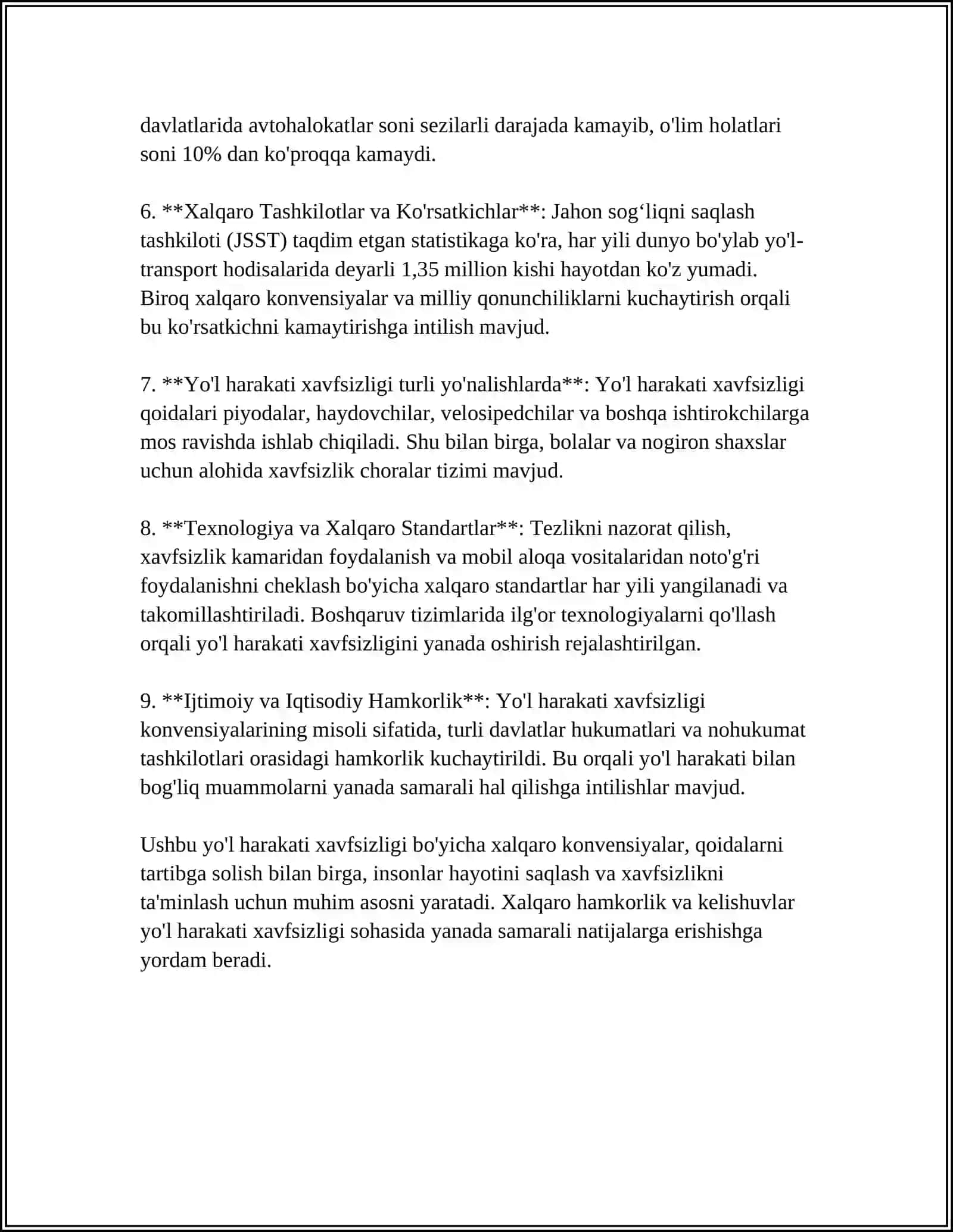 XORJIY MAMLAKATLARDA YO'I HARAKATI XAVFSIZLIGI TO'G'RISIDAGI QONUN XUJJATLARI 4