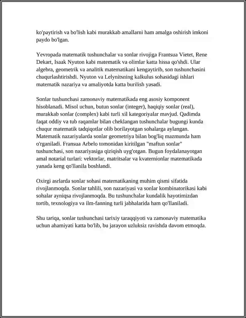 Sonlar tushunchasini rivojlantirish 4