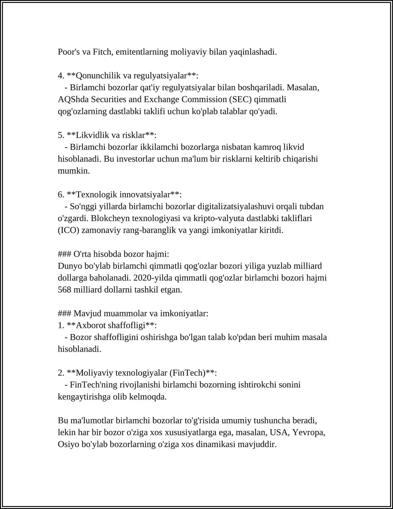 BIRLAMCHI VA HOSILAVIY QIMATLI QOG'OZLAR 4