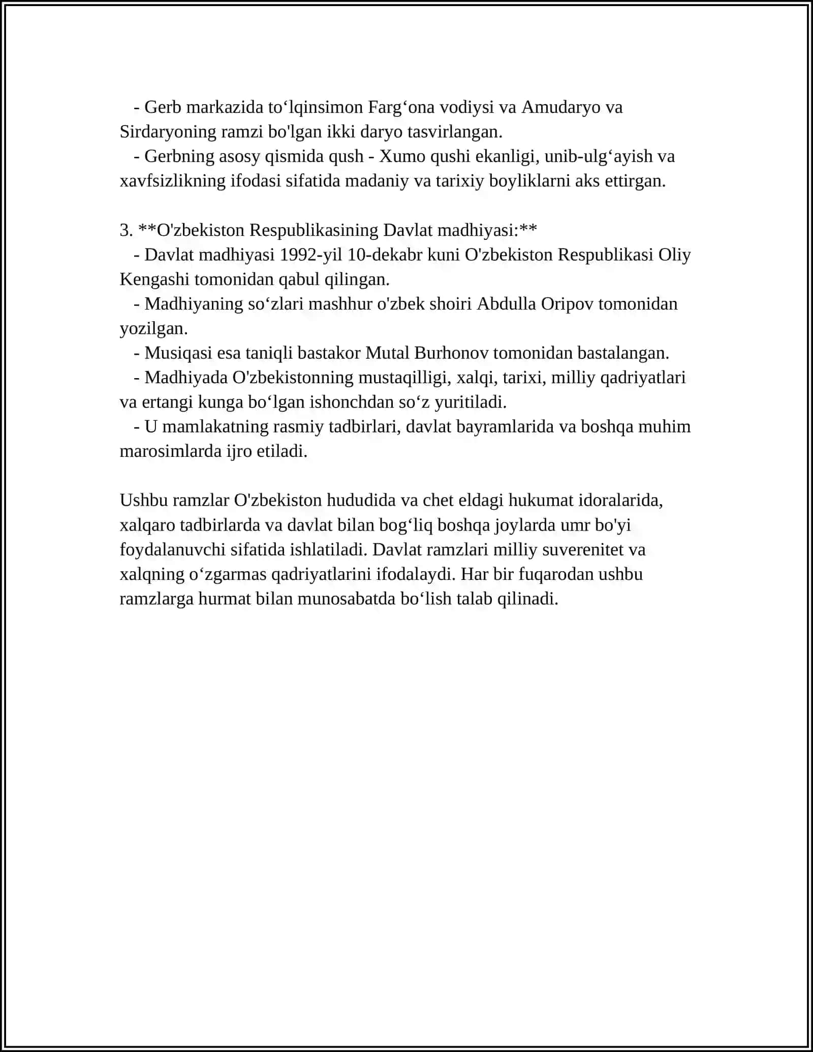 O'ZBEKISTON RESPUBLIKASI DAVLAT RAMZLARI 4