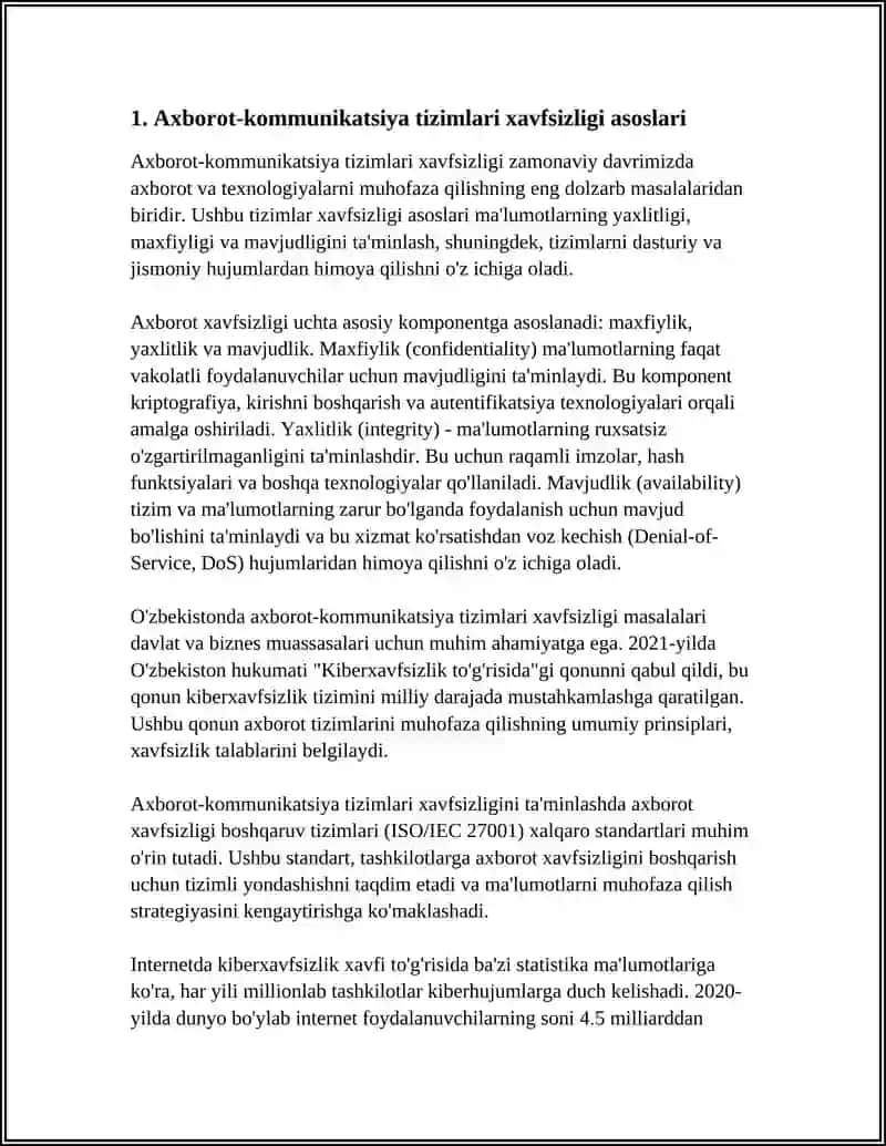 AXBOROT KOMMUNIKATSIYA TIZIMLARIDA AXBOROT XAVFSIZLIGI 4