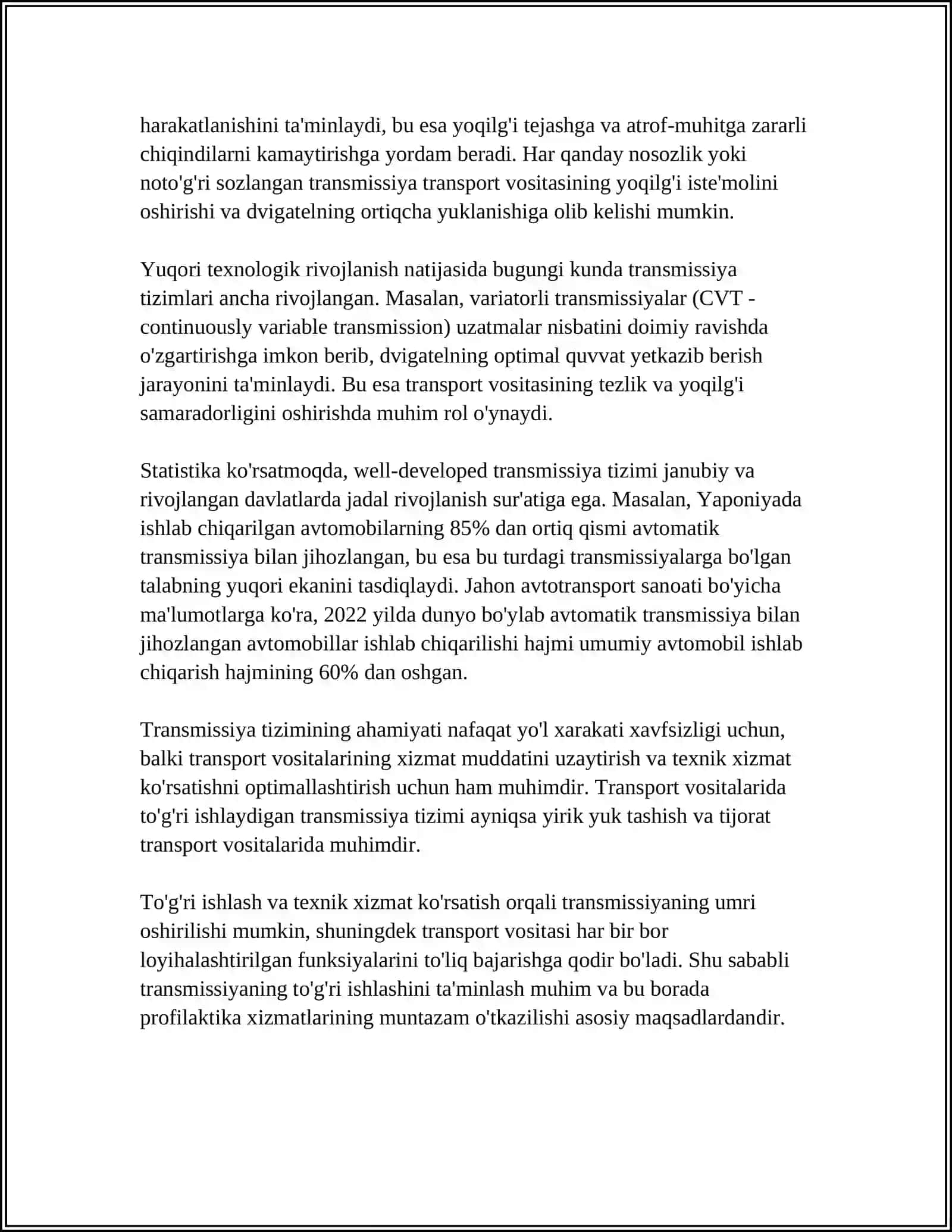 TRANSMISSIYA. ILASHISH MUFTASI 4