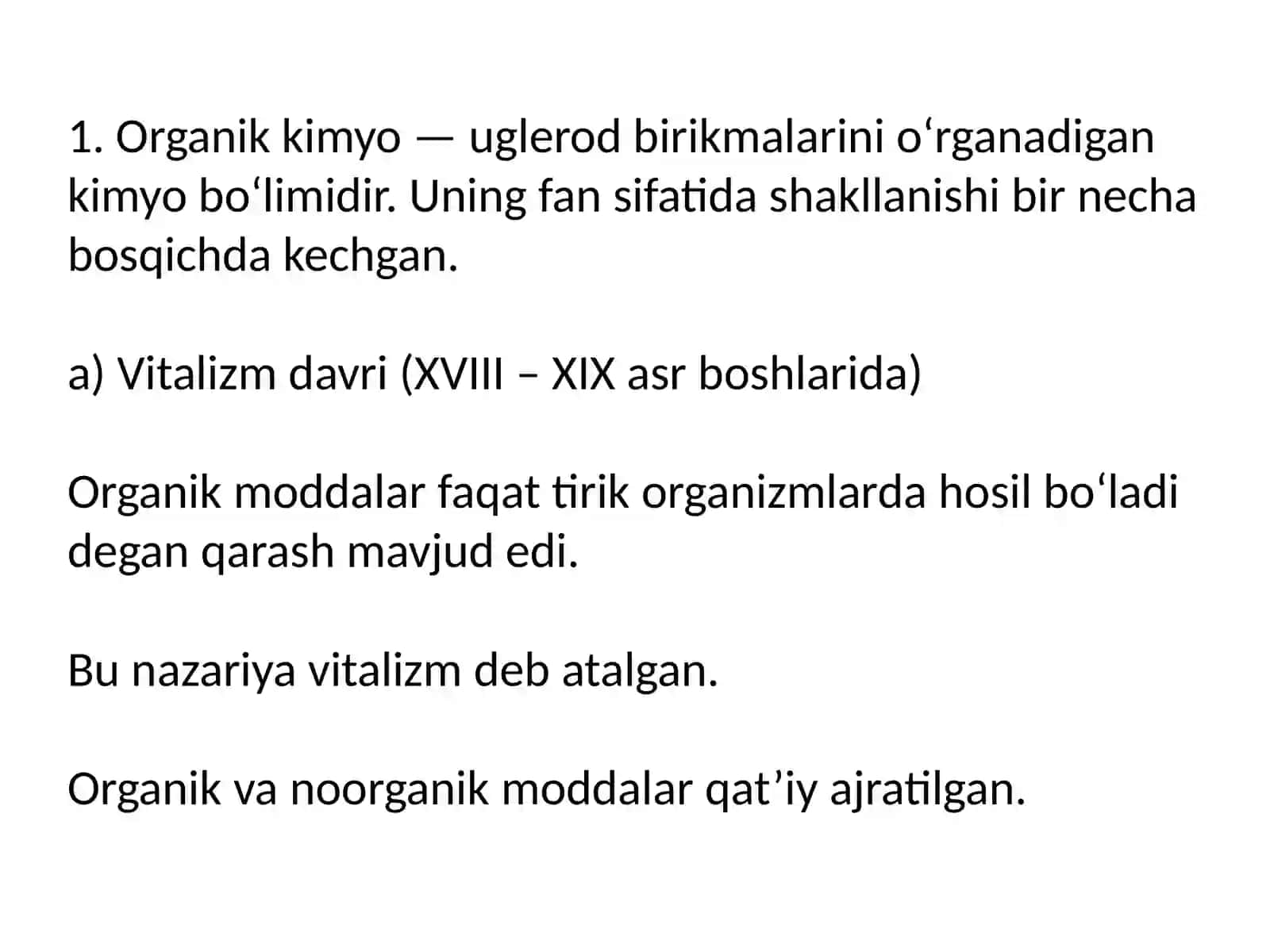 Organik kimyo rivojlanish tarixi 4