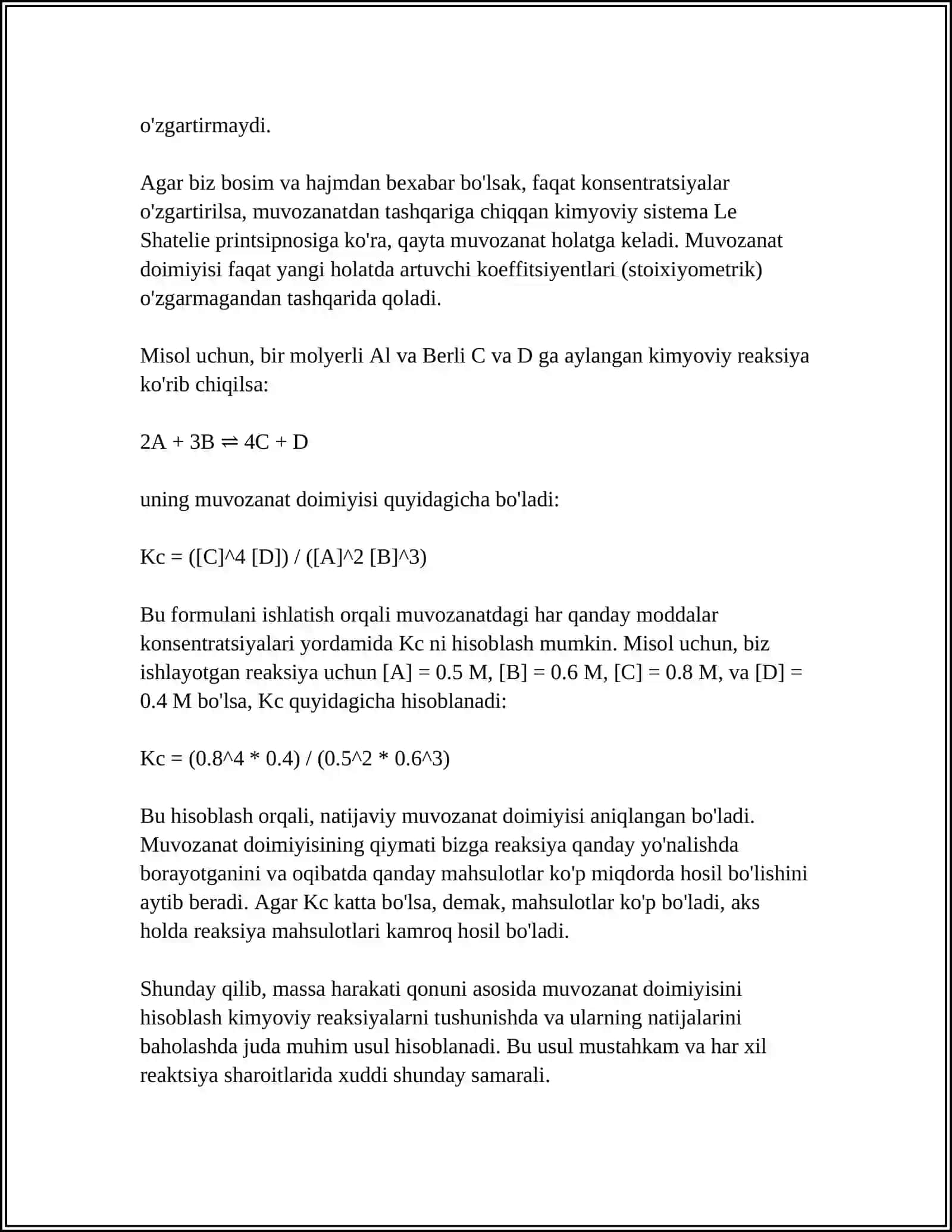 KIMYOVIY MUVOZANAT DOIMIYSINI HISOBLASH USULLARI 4