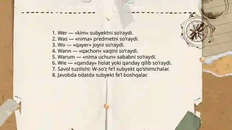 Nemis tili soroq gaplar 4
