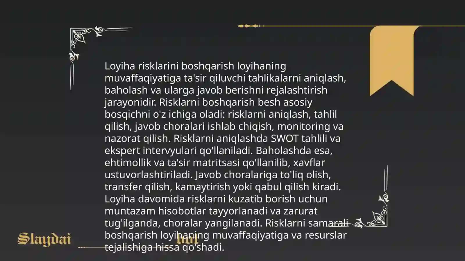 Loyiha jarayonlarini boshqarish 4