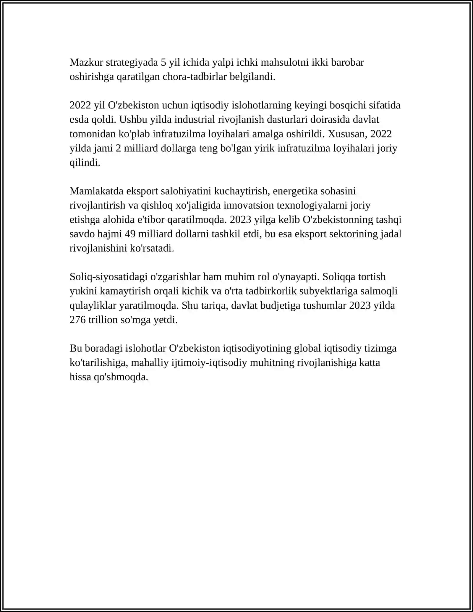 Iqtisodiy islohotlar 4