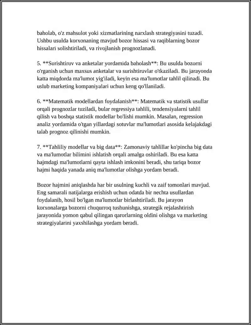 BOZOR HAJMINI ANIQLASHDA EKONOMETRIK MODELLARDAN FOYDALANISH 4